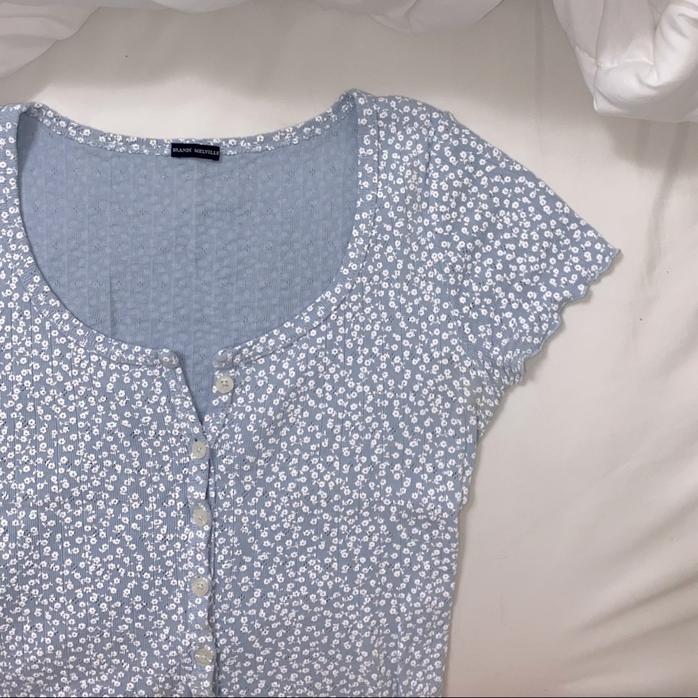 Brandy Melville light blue floral top